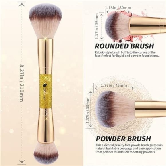 Makeup Brushes Double Ended Blush Powder Brush ideal for cream or powder - Picture 6 of 6